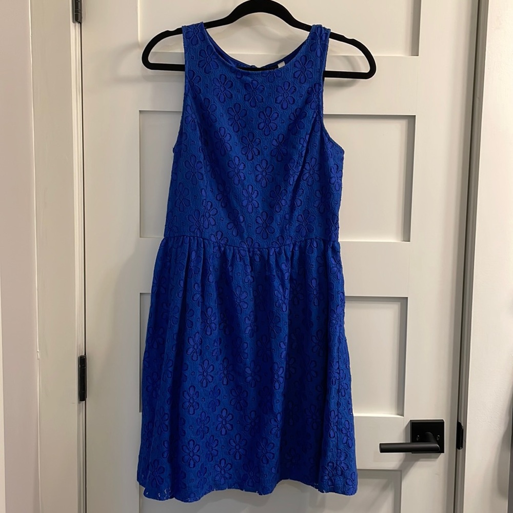 Blue Kenzie Dress with textured florals